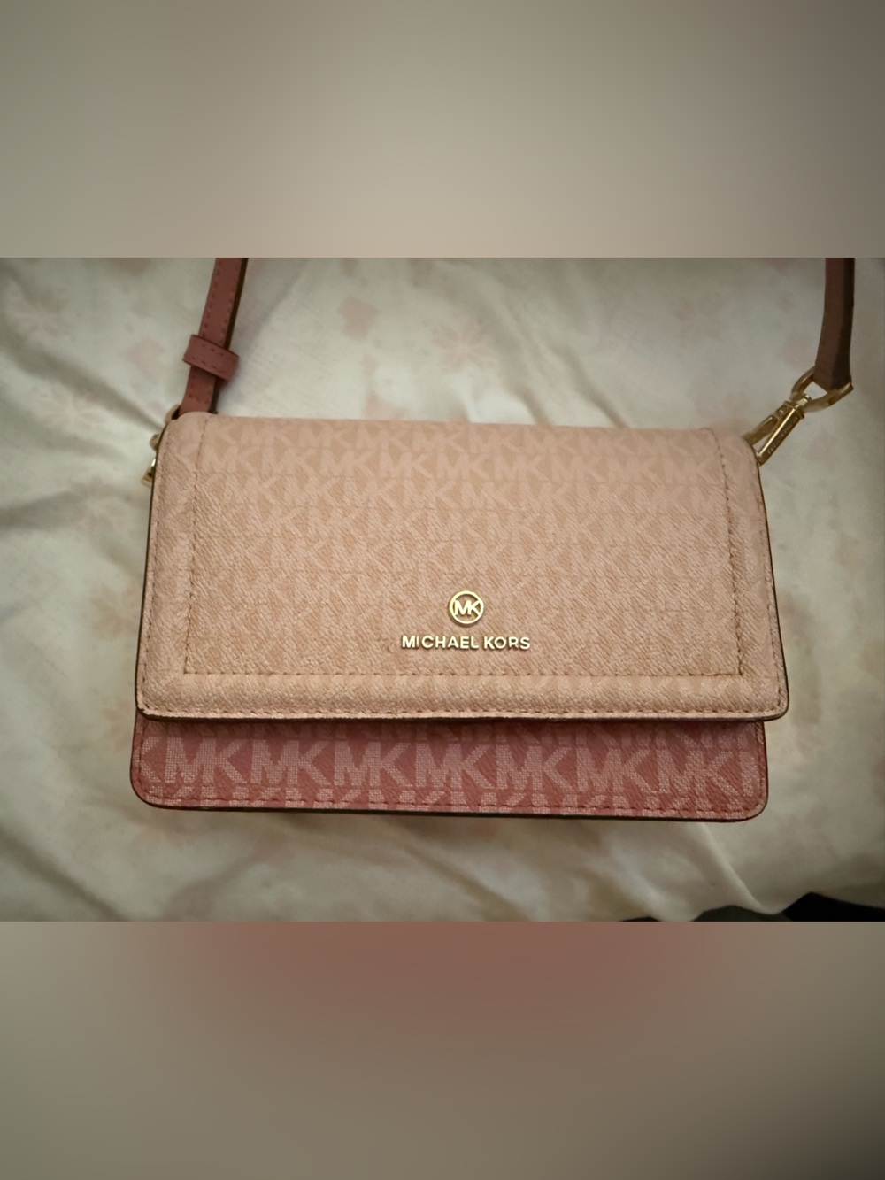 Michael Kors Blush Pink & Rose Crossbody Wallet